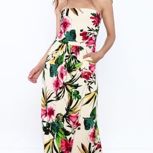 Vanilla Bay Floral Dress in Cream Pink 2XL Vacation Summer Travel